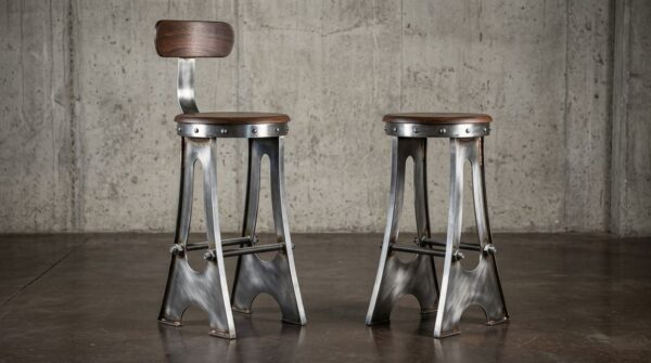 Bespoke A Frame Bar Stool with Raw Brushed Steel Finish
