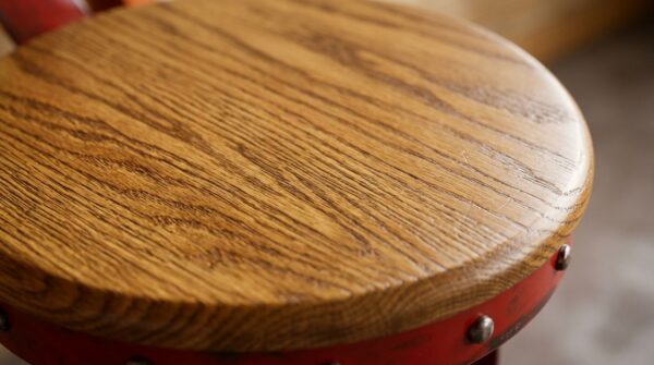 Handcrafted A Frame Bar Stool with Oak Seat, Detail View