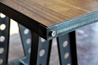 A Frame bar table with mahogany top