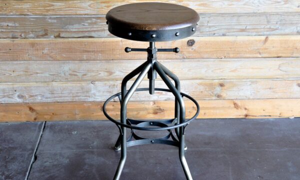 Luxury Industrial Wright Stool in Oak