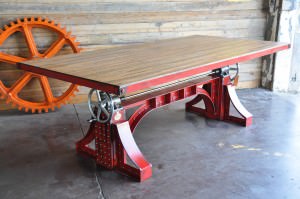 Bronx table with reclaimed boxcar oak top