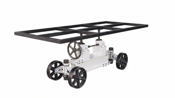 Train Table Base in high gloss white paint finish — adjustable-height industrial table base by Vintage Industrial