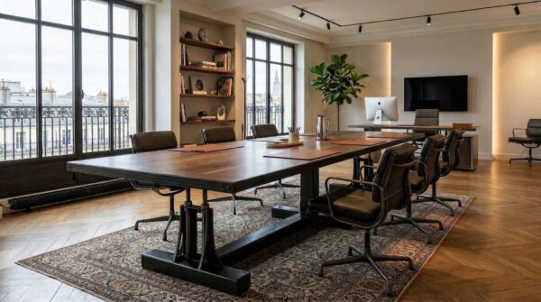 Bespoke Steel Post Industrial Conference Table: Rational Design. Absolute Authority.