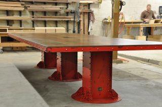 Aged Red Conference Table 6