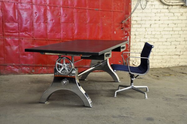 Artisan Industrial Polished Stainless Steel Hure Faux Crank Desk