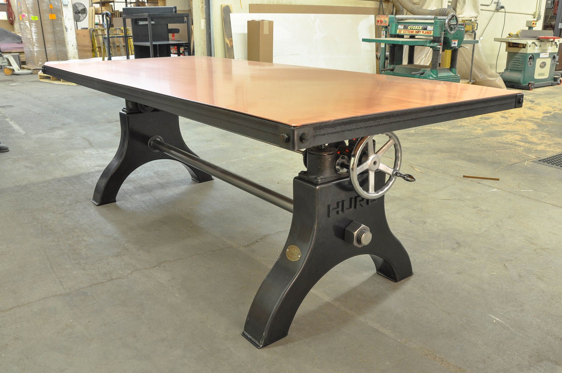 Copper Top Hure Crank Table Model HU47 Vintage Industrial Furniture
