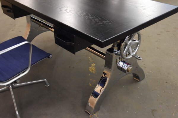 Custom Handcrafted Polished Stainless Steel Hure Faux Crank Desk