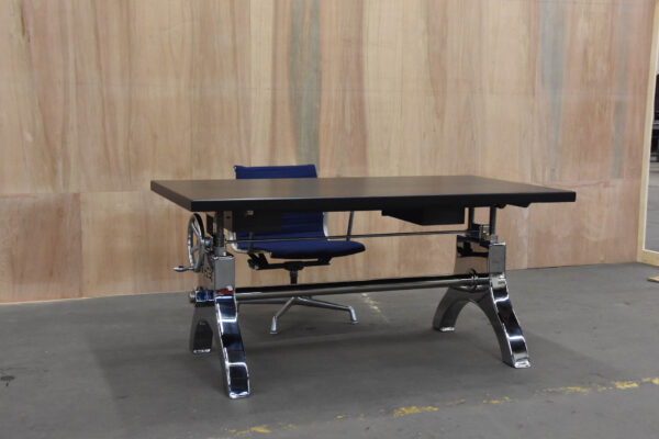 Bespoke Steel Polished Stainless Steel Hure Faux Crank Desk