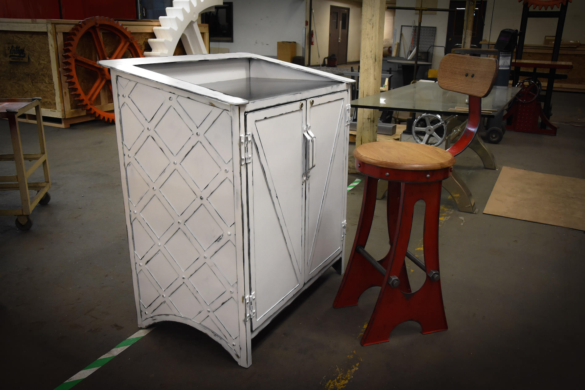 French Industrial Hostess Stand | Vintage Industrial Furniture