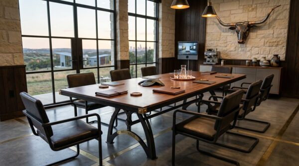 IndustriaLux Conference Room Table with Walnut Top in Texas Office