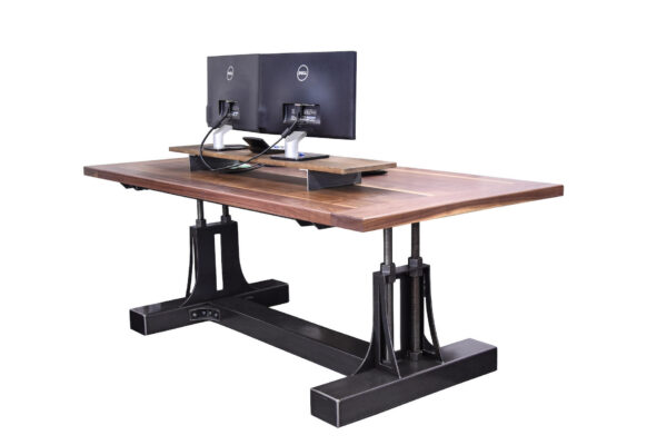 Custom Steel Post Industrial Desk in Walnut