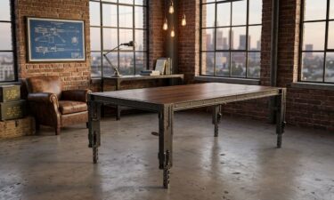 M2 "Ma Deuce" Table with walnut top in loft by Vintage Industrial