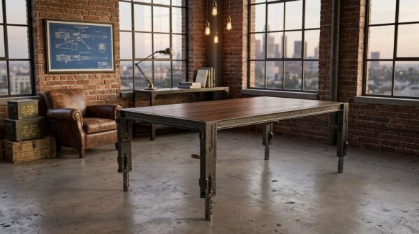 M2 "Ma Deuce" Table with walnut top in loft by Vintage Industrial