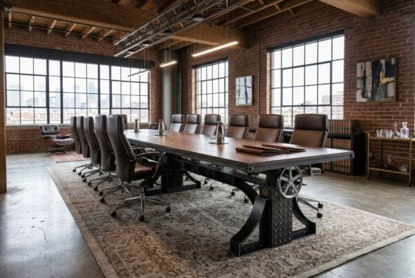 Bespoke Steel Bronx Adjustable Height Industrial Conference Table in a Loft