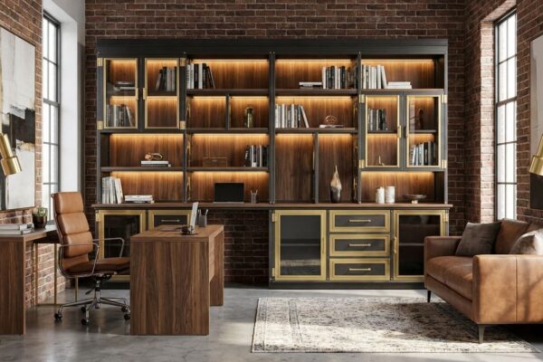 VI Wall Unit 3 with brass accents and walnut