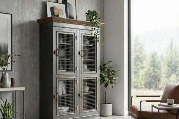 Vintage Industrial Armoire 5 Luxury Vintage Industrial Armoire with brass accents in High End Architect's Home