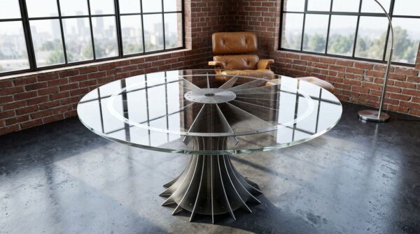 Custom Steel Compressor Conference Table: Power Under Control