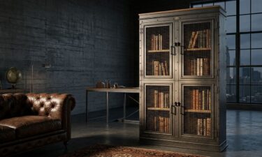 Luxury Industrial Casegood No. 4 Armoire in a High-End Executive Office