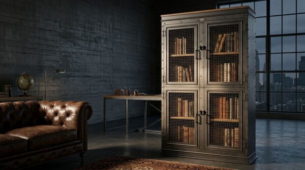 Luxury Industrial Casegood No. 4 Armoire in a High-End Executive Office