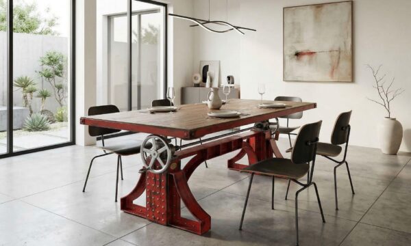 Luxury Industrial Bronx Crank Dining Table in a Modern Home