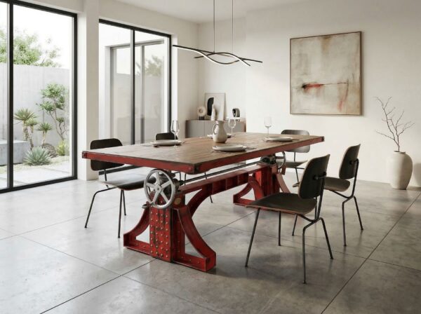 Luxury Industrial Bronx Crank Dining Table in a Modern Home
