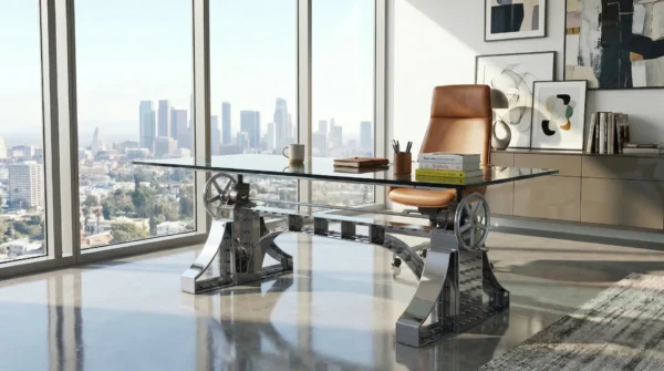 Stainless Bronx Executive Desk in Los Angeles Modern Office