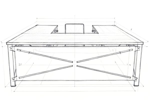 XL Desk U Shaped Sketch