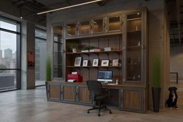 Industrial Walnut Wall Unit