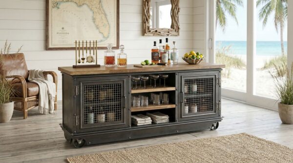 Luxury Industrial Boxcar Industrial Bar Cart