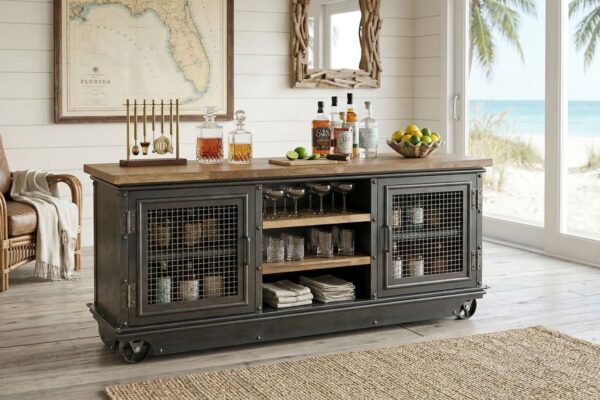 Luxury Industrial Boxcar Industrial Bar Cart