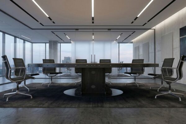 Round I Beam Pedestal Conference Table 1 closeup