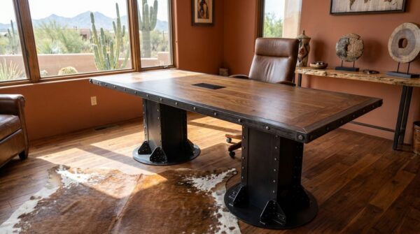 I-Beam Executive Desk with walnut top - Scottsdale in a Home Office